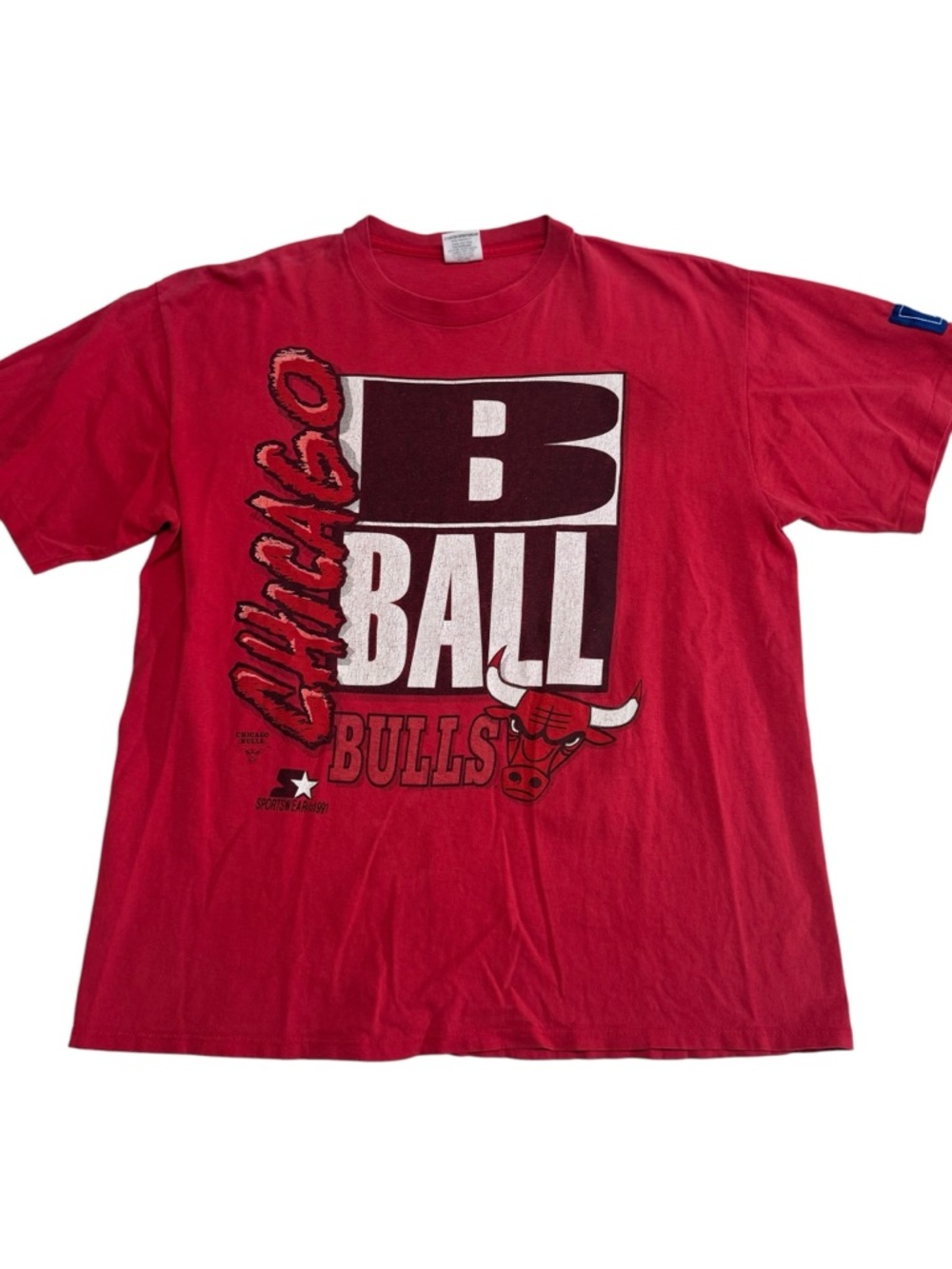Chicago Bulls Vintage 1991 Red Starter Sportswear B-Ball T-Shirt Men’s Size XL
